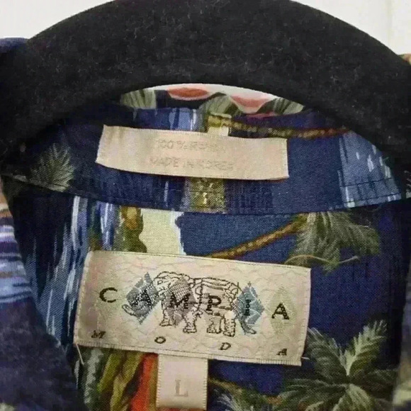 Campia Men's Hawaiian Style Buttons Shirt,Size L - Picture 3 of 3